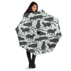 Black Cat Print Pattern Automatic Foldable Umbrella-grizzshop