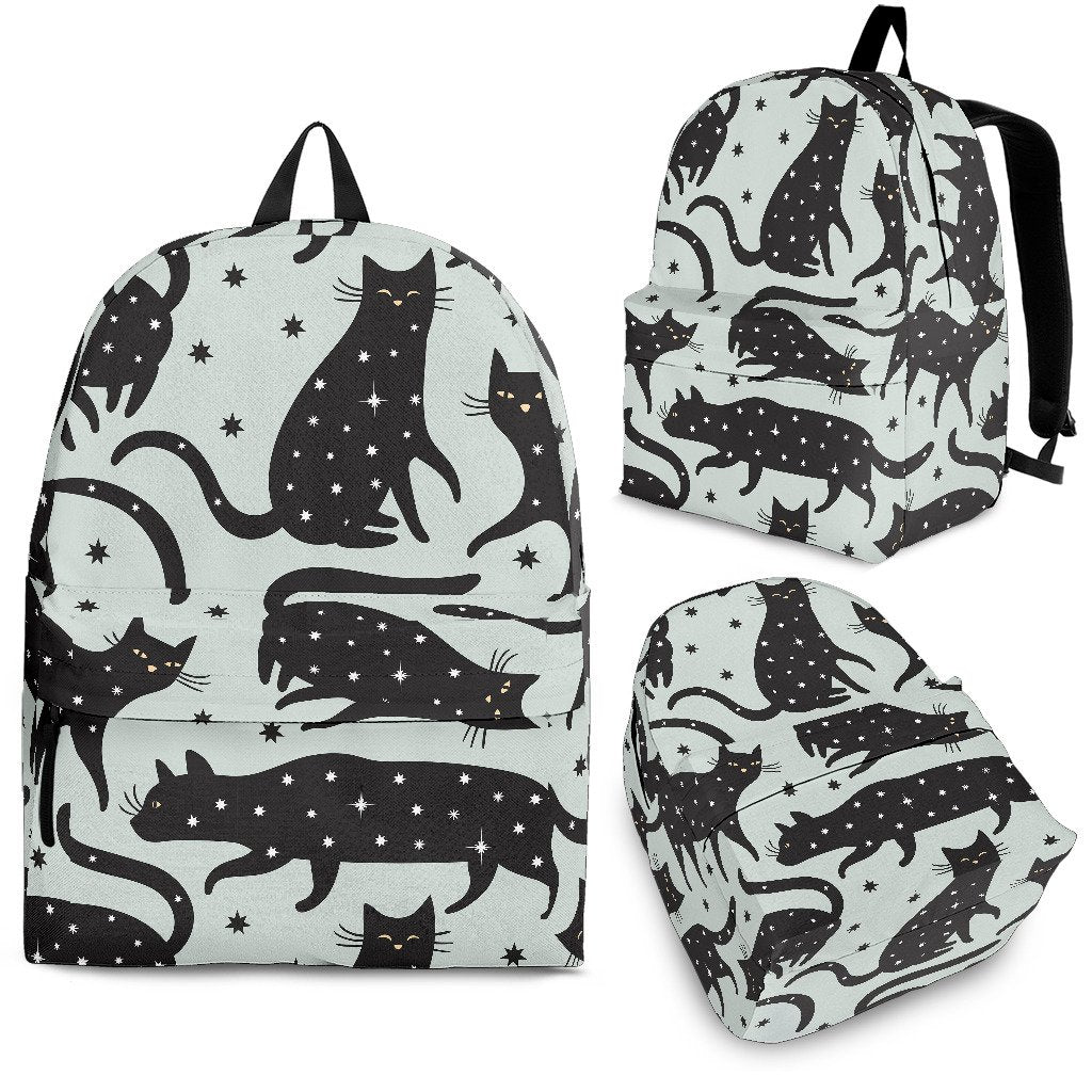 Black Cat Print Pattern Backpack-grizzshop