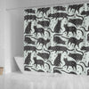 Black Cat Print Pattern Bathroom Shower Curtain-grizzshop