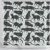 Black Cat Print Pattern Bathroom Shower Curtain-grizzshop