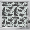 Black Cat Print Pattern Bathroom Shower Curtain-grizzshop