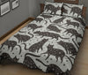 Black Cat Print Pattern Bed Set Quilt-grizzshop