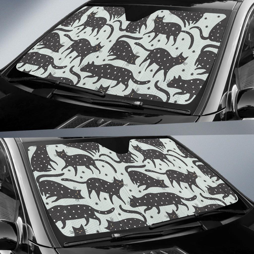 Black Cat Print Pattern Car Sun Shade-grizzshop