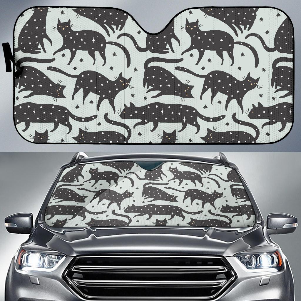 Black Cat Print Pattern Car Sun Shade-grizzshop