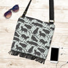 Black Cat Print Pattern Crossbody bags-grizzshop