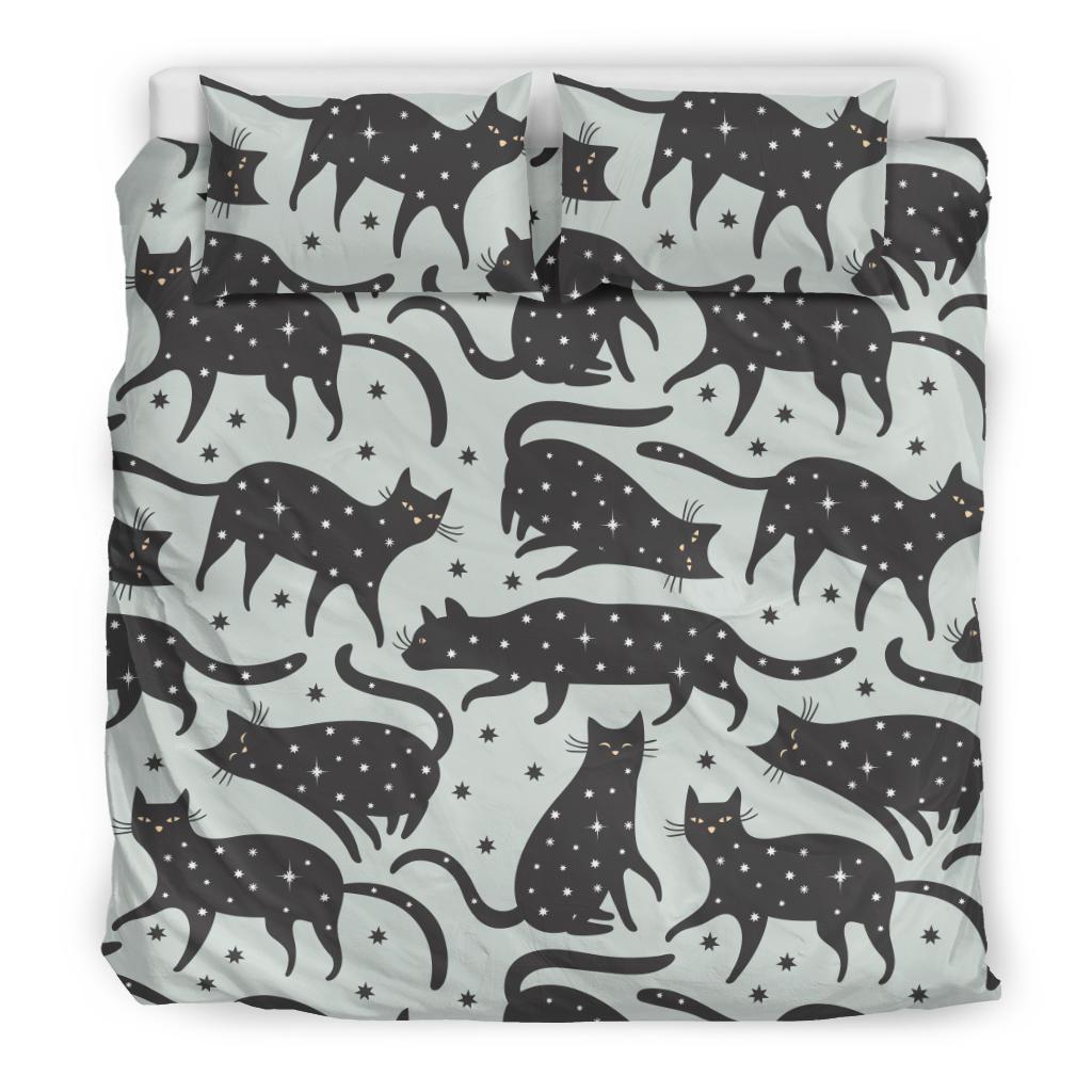 Black Cat Print Pattern Duvet Cover Bedding Set-grizzshop