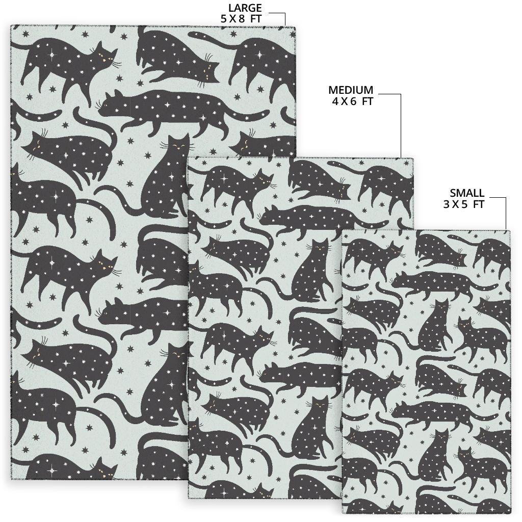 Black Cat Print Pattern Floor Mat-grizzshop