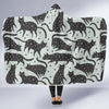 Black Cat Print Pattern Hooded Blanket-grizzshop