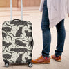 Black Cat Print Pattern Luggage Cover Protector-grizzshop