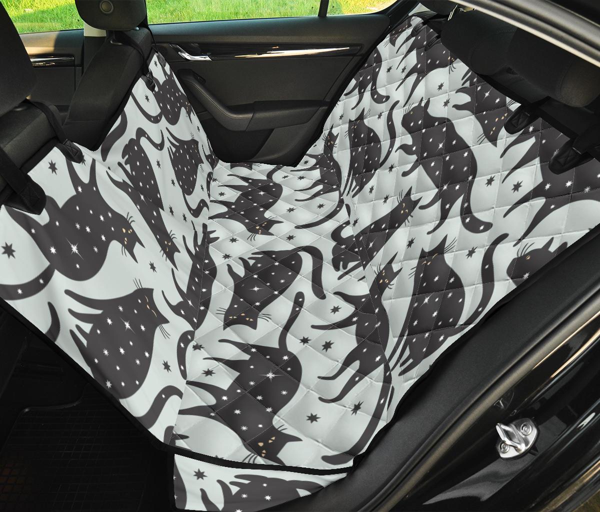 Black Cat Print Pattern Pet Car Seat Cover-grizzshop