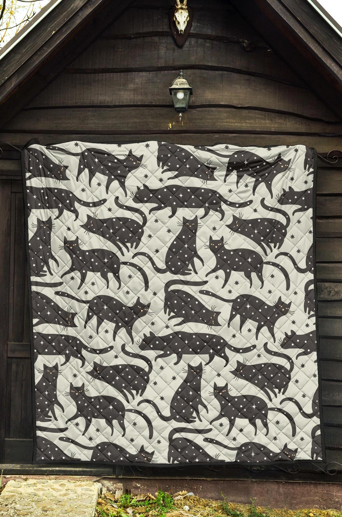Black Cat Print Pattern Quilt-grizzshop