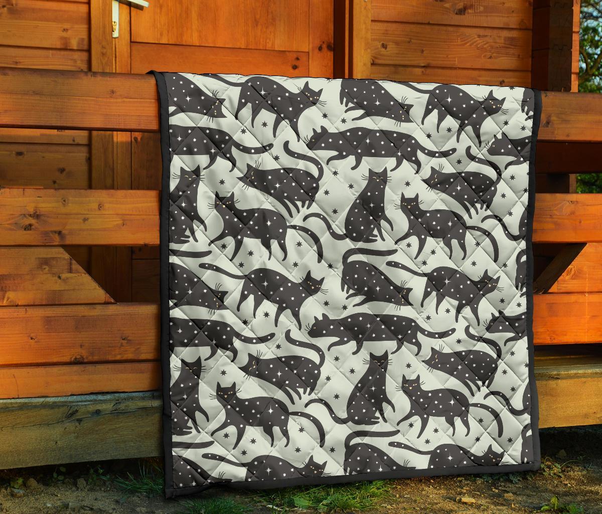 Black Cat Print Pattern Quilt-grizzshop