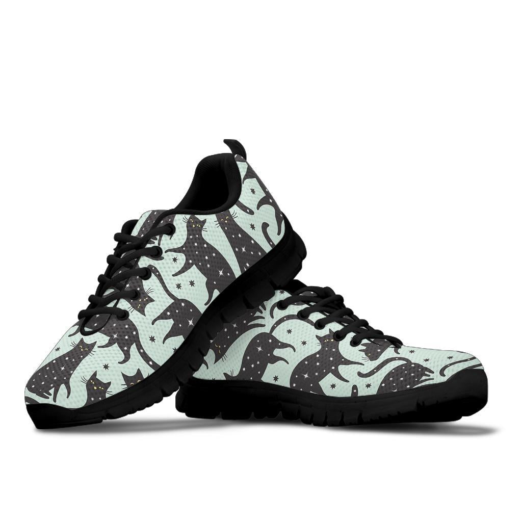 Black Cat Print Pattern Sneaker Shoes For Men Women-grizzshop