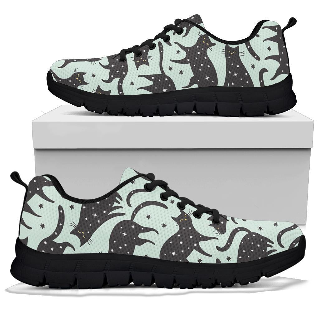 Black Cat Print Pattern Sneaker Shoes For Men Women-grizzshop