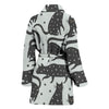 Black Cat Print Pattern Women Long Robe-grizzshop