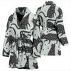 Black Cat Print Pattern Women Long Robe-grizzshop