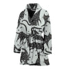 Black Cat Print Pattern Women Long Robe-grizzshop