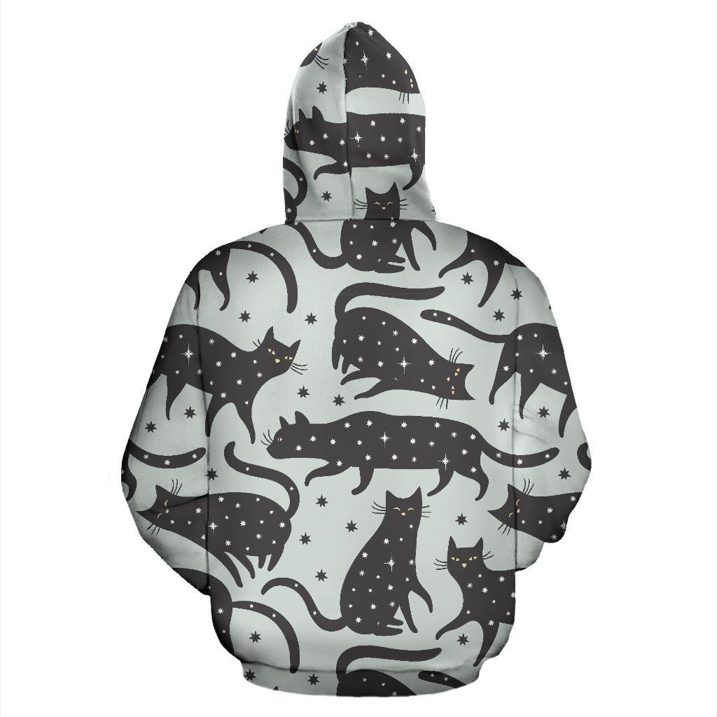 Black Cat Print Pattern Women Men Pullover Hoodie-grizzshop