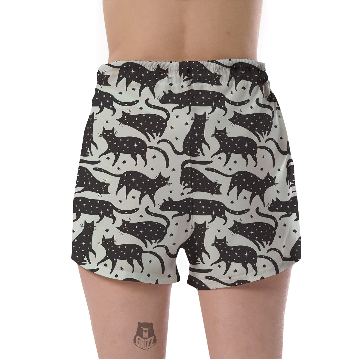 Black Cat Print Pattern Women's Shorts-grizzshop