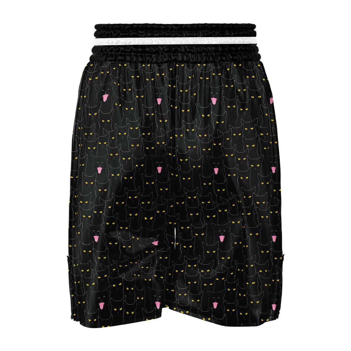 Black Cats Eyes Yellow Print Pattern Boxing Shorts-grizzshop