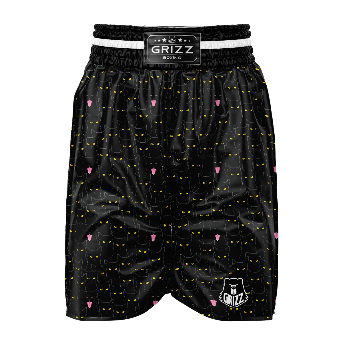 Black Cats Eyes Yellow Print Pattern Boxing Shorts-grizzshop