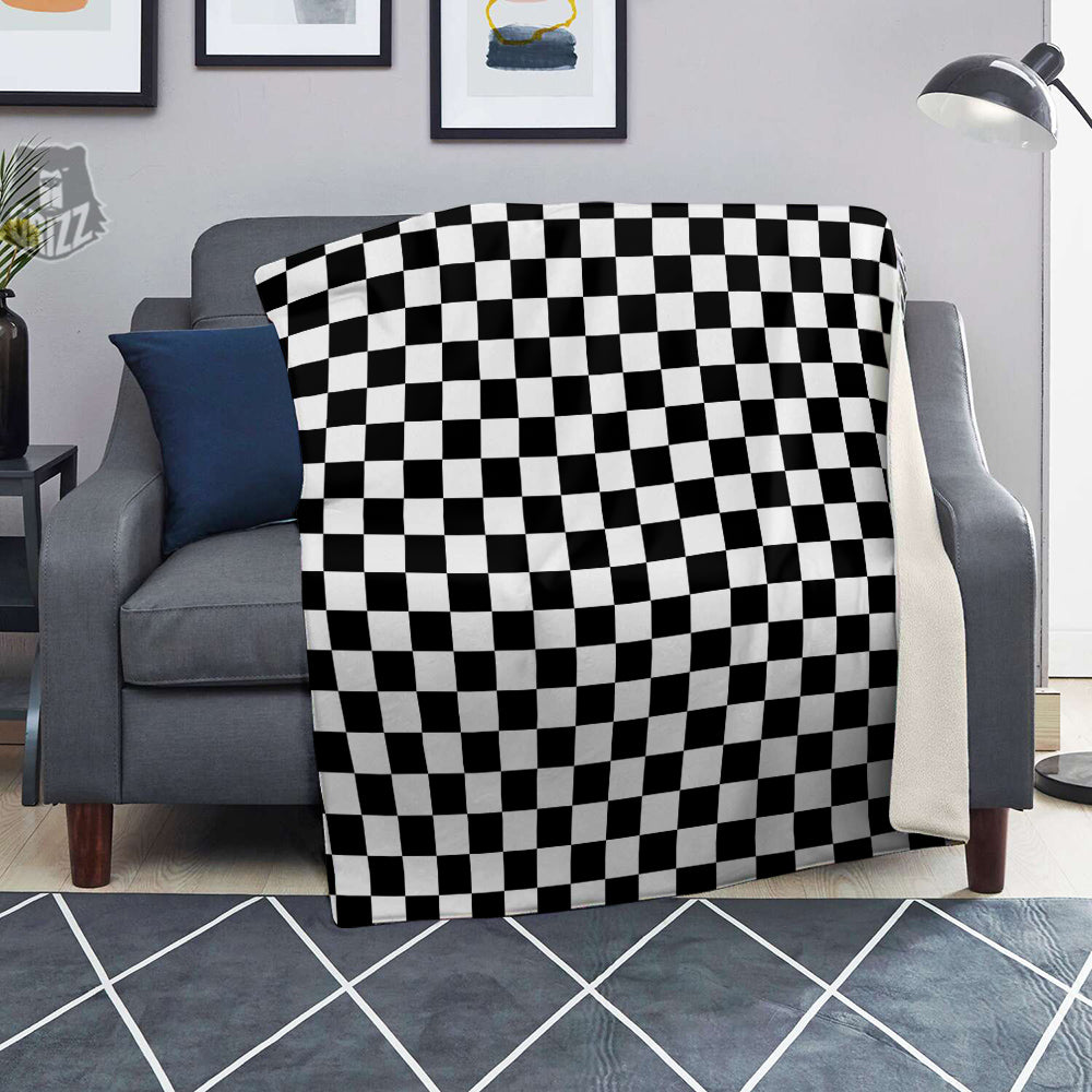 Black Checkered Flag Print Blanket-grizzshop