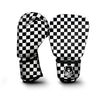 Black Checkered Flag Print Boxing Gloves-grizzshop