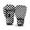 Black Checkered Flag Print Boxing Gloves-grizzshop