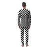 Black Checkered Flag Print Men's Pajamas-grizzshop