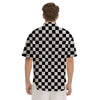 Black Checkered Flag Print Men's Short Sleeve Shirts-grizzshop