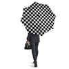 Black Checkered Flag Print Umbrella-grizzshop