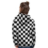 Black Checkered Flag Print Women's Hoodie-grizzshop