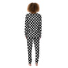 Black Checkered Flag Print Women's Pajamas-grizzshop