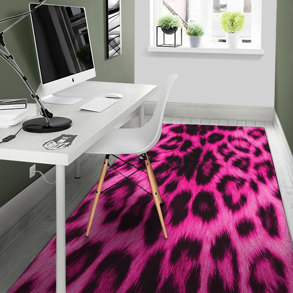 Black Cheetah And Hot Pink Print Floor Mat-grizzshop