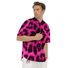 Black Cheetah And Hot Pink Print Men's Short Sleeve Shirts-grizzshop