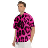 Black Cheetah And Hot Pink Print Men's Short Sleeve Shirts-grizzshop