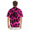 Black Cheetah And Hot Pink Print Men's Short Sleeve Shirts-grizzshop