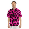 Black Cheetah And Hot Pink Print Men's Short Sleeve Shirts-grizzshop