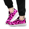 Black Cheetah And Hot Pink Print White Athletic Shoes-grizzshop