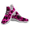 Black Cheetah And Hot Pink Print White Athletic Shoes-grizzshop