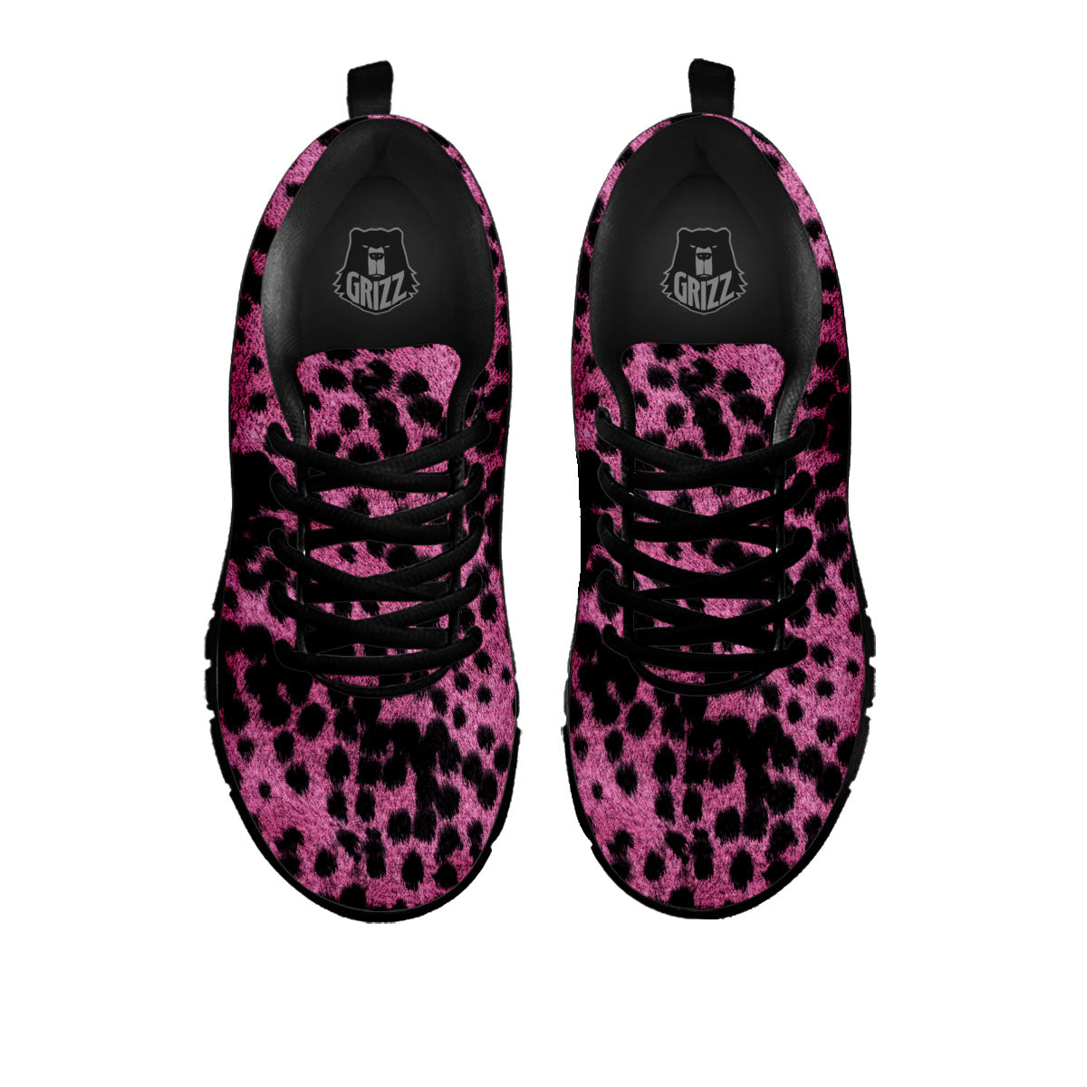 Black Cheetah And Hot Purple Print Black Sneaker-grizzshop