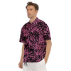 Black Cheetah And Hot Purple Print Men's Short Sleeve Shirts-grizzshop