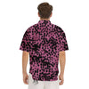 Black Cheetah And Hot Purple Print Men's Short Sleeve Shirts-grizzshop