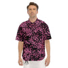 Black Cheetah And Hot Purple Print Men's Short Sleeve Shirts-grizzshop