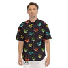 Black Cheshire Cat Print Pattern Men's Short Sleeve Shirts-grizzshop