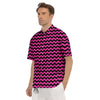 Black Chevron And Hot Pink Print Pattern Men's Short Sleeve Shirts-grizzshop