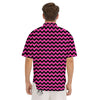 Black Chevron And Hot Pink Print Pattern Men's Short Sleeve Shirts-grizzshop