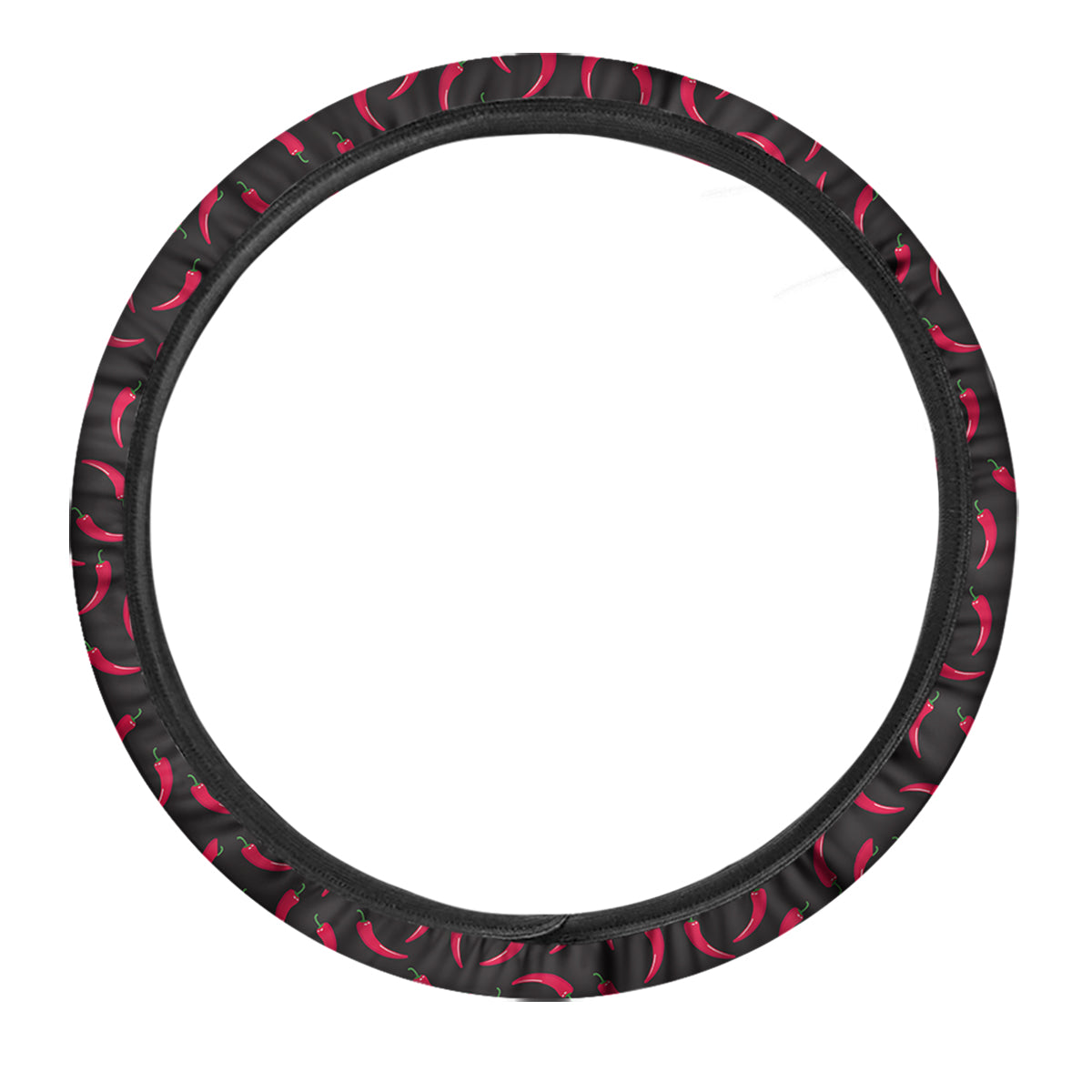 Black Chili Pepper Print Pattern Car Steering Wheel Cover-grizzshop