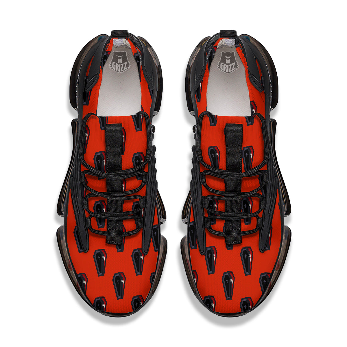 Black Coffin Red Print Pattern Black Gym Shoes-grizzshop
