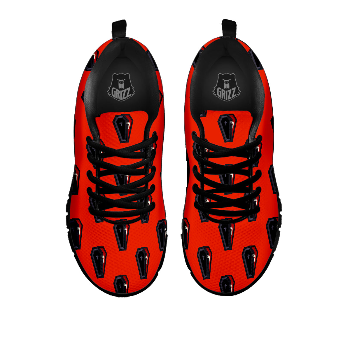 Black Coffin Red Print Pattern Black Sneaker-grizzshop